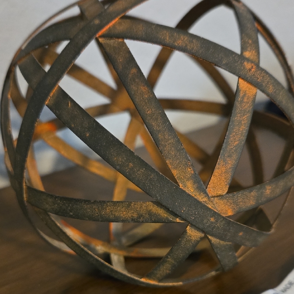 Rustic Metal Orb Sculpture - Picture 4 of 5